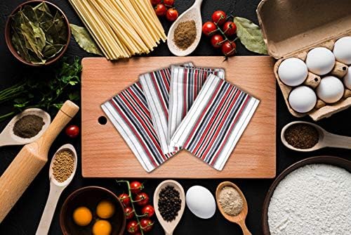 Urban Villa Kitchen Towels, Premium Quality, Cotton Dish Towels,Mitered Corners,Ultra Soft (Size: 20X30 in), White Waffle Stripes, Highly Absorbent Bar Towels & Tea Towels - (Set of 6)