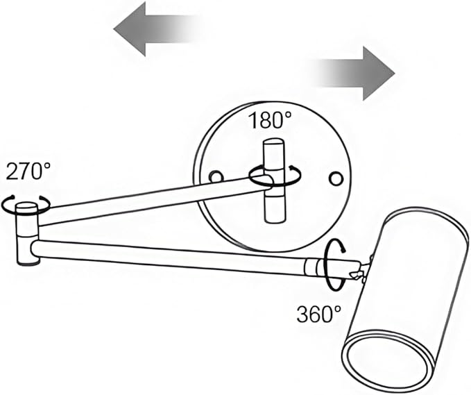 Indoor Wall Light Adjustable Swing Arm 5W LED Metal Wall Lamp 3000K Warm White Retro Vintage Industrial Wall Sconce, for Living Room Bedroom Hallway Corridor Stairs Hall, Gold