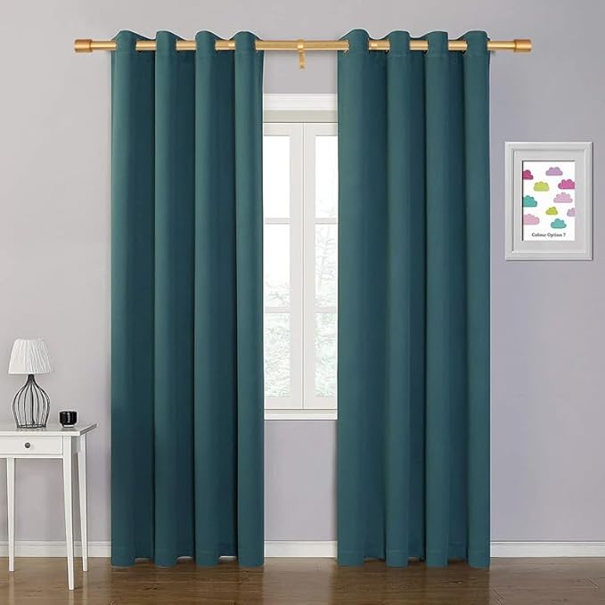 Splicing Curtain Rod for Window 28-93", Decorative Curtain Rods with Cap Finials, Adjustable 1-Inch Window Curtain Rods, Splicing Curtain Rod Warm Gold