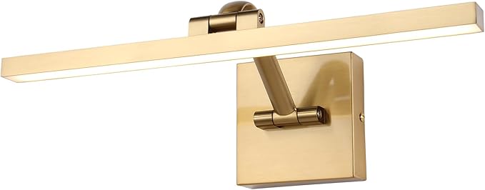 Modern Dimmable Picture Lights for Wall 15.75 Inch Hard-Wired LED Picture Frame Lights for Paintings Gallery Light with Adjustable Swing Arm Display Lights for Artwork, 7W, 2700K, Warm White - Brass