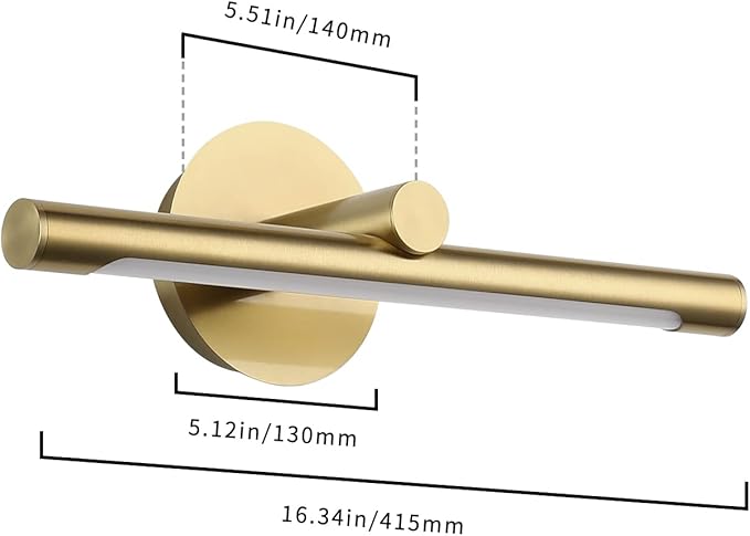 JUSHENG LED Picture Lights for Wall Hard-Wired 16.54'' Inch, Golden Brass Picture Frame Light LED Gallery Lights Art Display Light for Paintings Portrait 7W 3000K Warm White