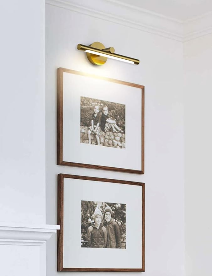 JUSHENG Picture Lights for Wall Gold Hard-Wired Connection Gallery Light Dimmable Modern LED Picture Light Artwork Light 16.33'' Inch 7W Warm White
