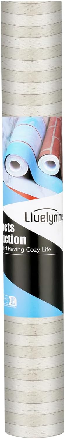 Livelynine 15.8x394 Beige Wood Panel Peel and Stick Wallpaper Tan and White Striped Wallpaper for Bedroom Modern Living Room Wall Paper Stick on Wood Panels for Wall Decor Wood Contact Paper for Walls