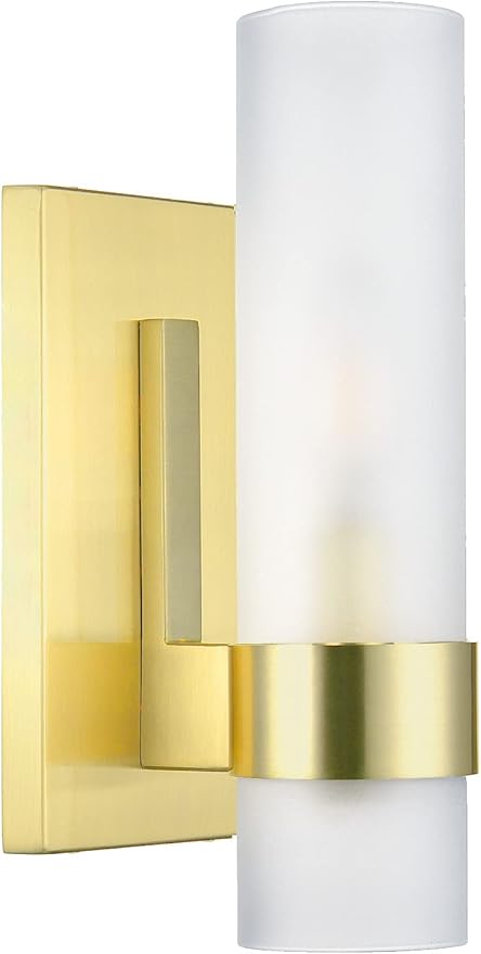 Linea di Liara Teramo Farmhouse Gold Wall Sconce Wall Lighting Modern Bathroom Wall Sconces Wall Lights for Hallway and Bedroom Wall Sconce Lighting Fixture - Frosted Glass Shade