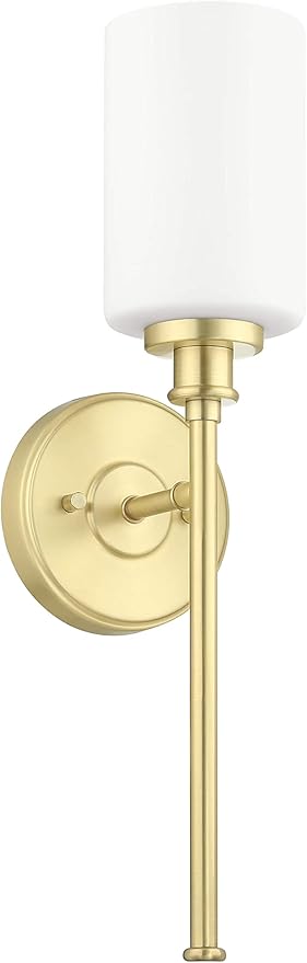 XiNBEi Lighting Brass Wall Sconce, 1 Light Bathroom Sconce Light Modern Glass Sconces Wall Lighting for Hallway Corridor & Living Room