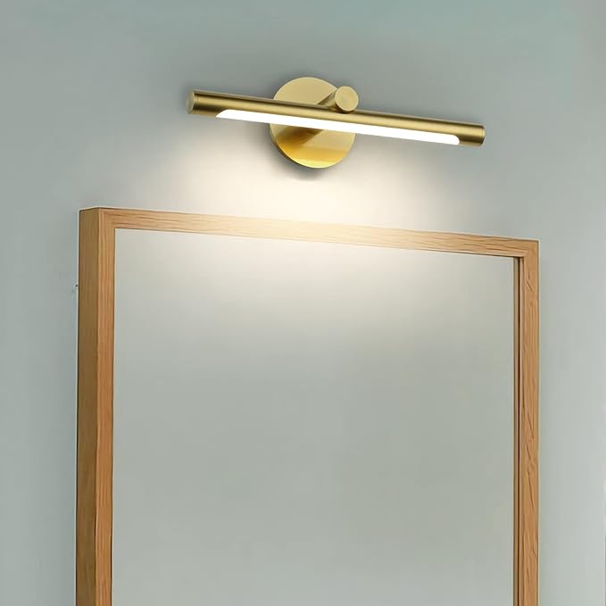 JUSHENG LED Picture Lights for Wall Hard-Wired 16.54'' Inch, Golden Brass Picture Frame Light LED Gallery Lights Art Display Light for Paintings Portrait 7W 3000K Warm White