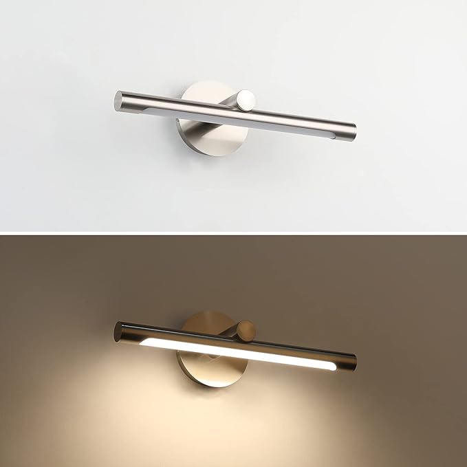 JUSHENG Modern LED Picture Light 16.33" Inch, Metal Wired Gallery Light Wall Mount Picture Light for Paintings Art Lighting Accent Lamps, 7W (45W Eqv.), 3000K Warm White 560Lm, Brushed Nickel