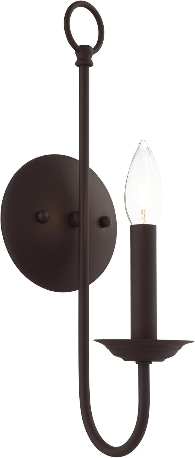 Livex Lighting 42681-07 Steel Wall Sconce for Home Decor; Stylish Wall Decor, 1 Light Fixture Bronze Finish