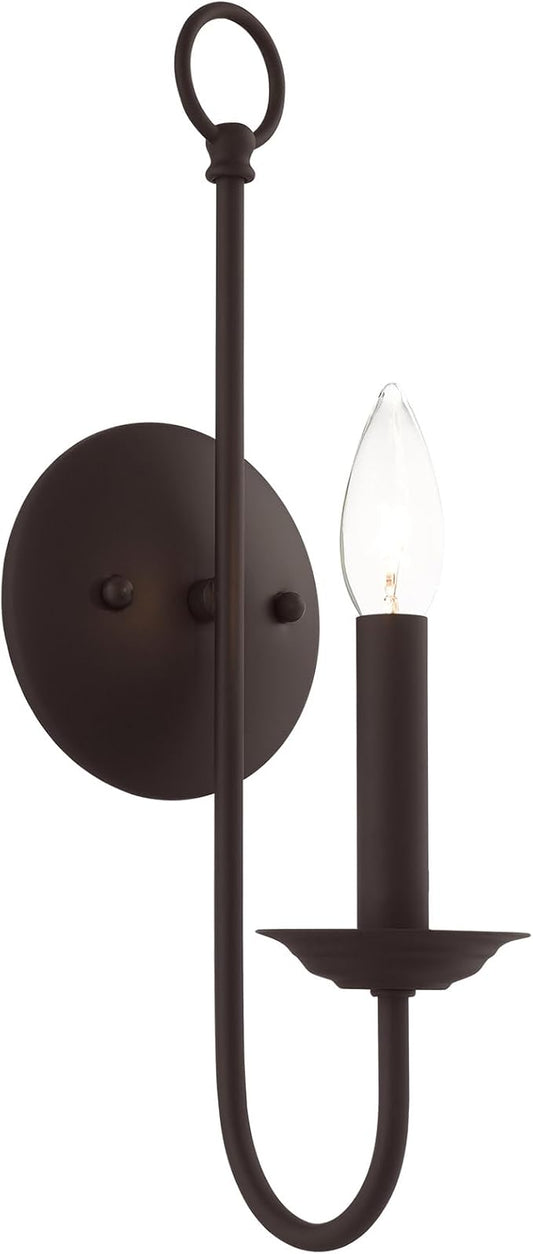 Livex Lighting 42681-07 Steel Wall Sconce for Home Decor; Stylish Wall Decor, 1 Light Fixture Bronze Finish