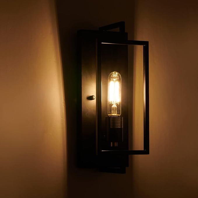 1-Light Black Wall Sconce,Metal Wall Sconce Light Fixtures,Ceramic E26 Base,Modern Indoor Lighting Hardwired【Bulb Included】