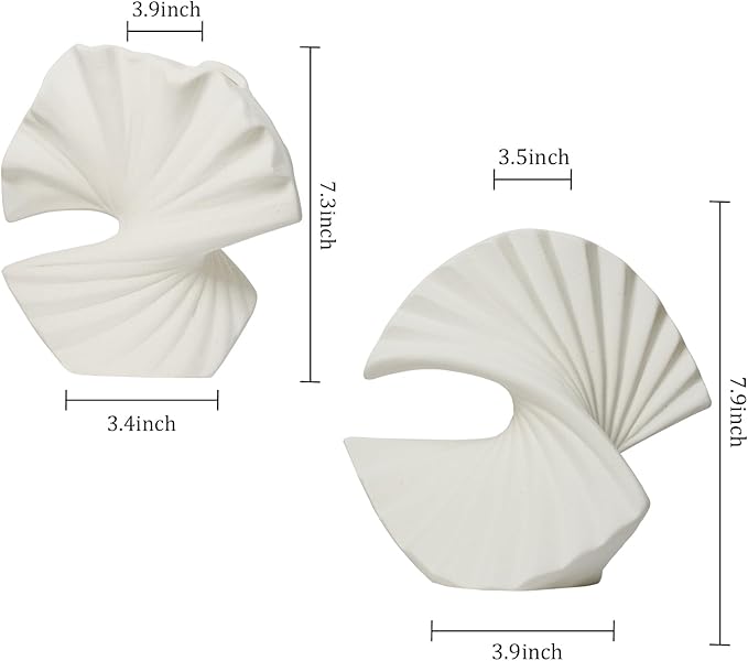 Sector Vase, Set of 2 - Minimalist Nordic, White Ceramic Sector Vase Vase Decor | Table Centerpiece, Olive Plant, Wedding, Living Room, Bookshelf, Office, Modern Home, Entryway, Console