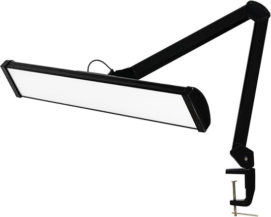 LED Architect Desk Lamp, 4500 Lumens, Dimmable, Metal Swing Arm, 5 Color Temperatures, 50W, Ideal for Task Work, Drafting, Reading, Clamp-on Office Table Lamp with 684 Bright LEDs (Black, CCT)