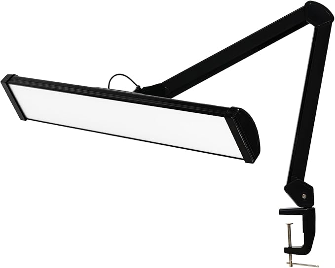 LED Architect Desk Lamp with Clamp, Metal Swing Arm 2300 Lumens Dimming Office Table Lamp for Task Work Drafting Reading Desktop, 180PCS Bright LEDs, 30W Workbench Lamp(Black)