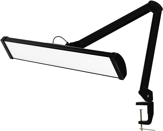 LED Architect Desk Lamp, 2300 Lumens, Dimmable, Metal Swing Arm, 5 Color Temperatures, 30W, Ideal for Task Work, Drafting, Reading, Clamp-on Office Table Lamp with 360 Bright LEDs (Black, CCT)