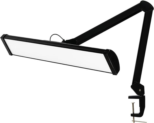 LED Architect Desk Lamp, 2300 Lumens, Dimmable, Metal Swing Arm, 5 Color Temperatures, 30W, Ideal for Task Work, Drafting, Reading, Clamp-on Office Table Lamp with 360 Bright LEDs (Black, CCT)
