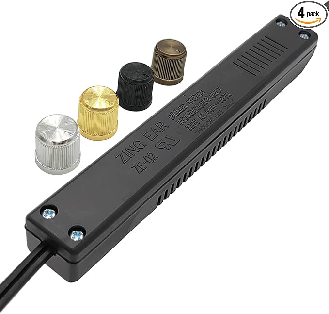 Floor Lamp LED Dimmer Switch Kit Zing Ear ZE-02A 500W Max LED Dimmer Switch with 4 Knobs for Incandescent and Halogen Lamps