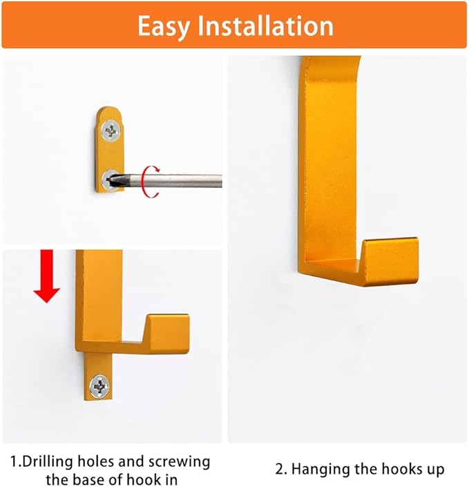 Coat Rack Hooks Wall Mounted, Gold 4Packs, Bath Towel Rope Hooks for Kitchen, Door, Cabinet, Bathroom, Foyers, Hallways, and Bedrooms