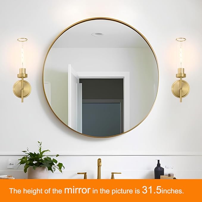 Wall Sconces Set of Two, Gold Bathroom Sconces, Modern Vanity Light Fixtures with Clear Glass, Sconces Wall Decor Set of 2, Brass Wall Mount Lights for Living Room Corridor Mirror Bedroom Stairs