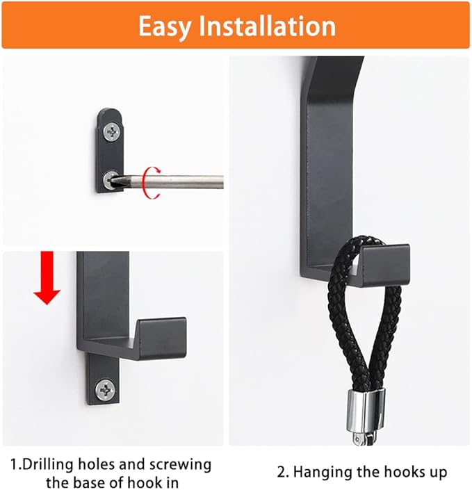 Coat Rack Hooks Wall Mounted, Black 4Packs, Bath Towel Rope Hooks for Kitchen, Door, Cabinet, Bathroom, Foyers, Hallways, and Bedrooms