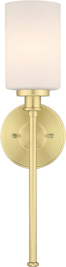 XiNBEi Lighting Brass Wall Sconce, 1 Light Bathroom Sconce Light Modern Glass Sconces Wall Lighting for Hallway Corridor & Living Room