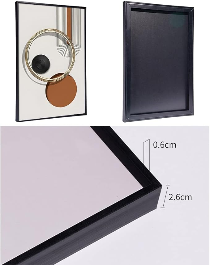 Framed Bright style Wall Art, Boho Wall Art Set of 3, Mid Century Modern Decor 24" x 32", Minimalist Black Beige Neutral Abstract Geometric Wall Decor Canvas Prints for Bedroom Living Room Bathroom