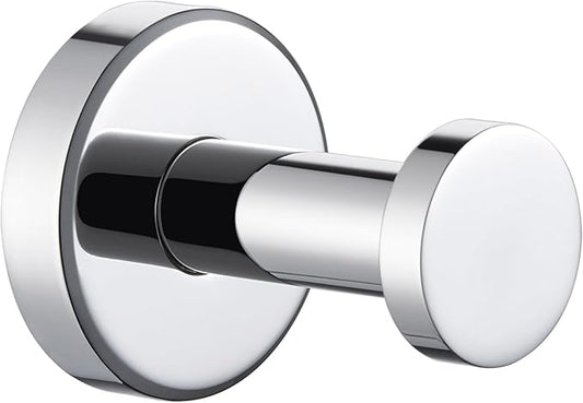Angle Simple Single Bath Towel Hook, SUS304 Stainless Steel Round Coat Hook Wall Mounted, Robe Hanger for Kitchen Bathroom Polished Chrome