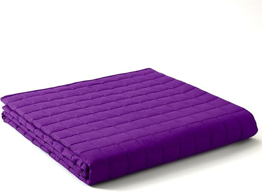 YnM 12lbs Weighted Blanket for Adults, Cotton Heavy Bed Throw Blanket with Cooling Glass Beads for All Season Use, Ideal for ~110lbs (48x72 Inches, Twin/Full, Fuchsia Purple)