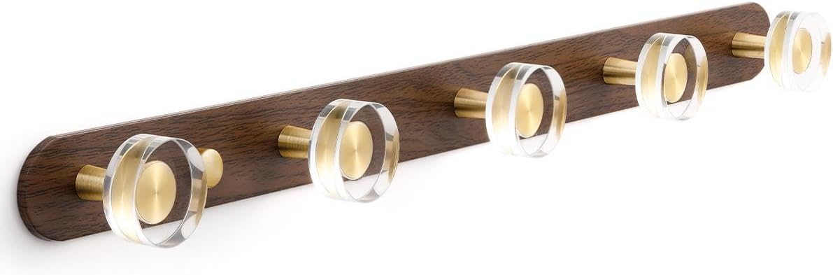 1 Pack Crystal Coat Rack Wall Mounted Wood Towel Hooks for Bathrooms Wall Hooks for Hanging Robe Coat Hooks Kitchen Decorative Heavy Duty Zinc Alloy