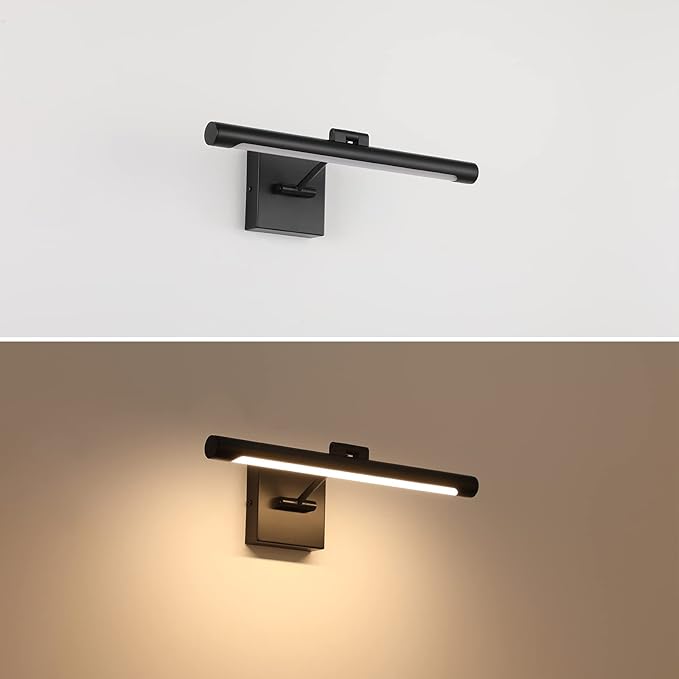 Joosenhouse LED Picture Light Fixtures 16.53" Inches Long Modern Black Wall Lamps with Rotatable Lighting Tube Picture Frame Lights for Paintings 9W(50W Eqv.) Hardwired Connection 3000K