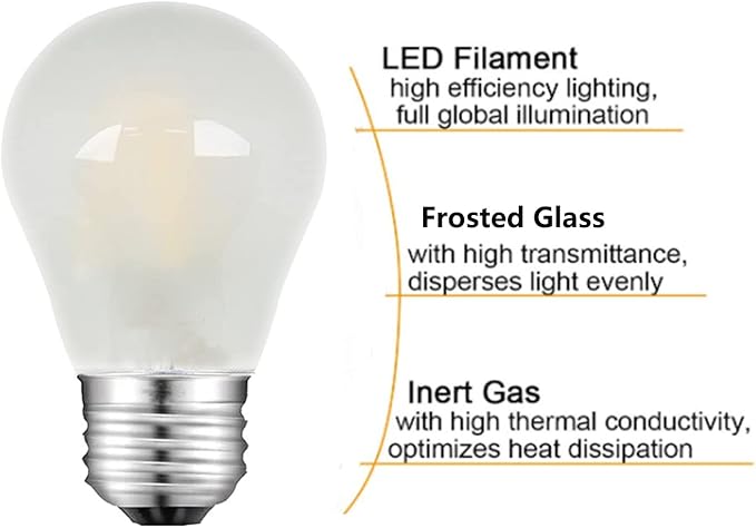 Frosted E26 LED Bulb 25w Equivalent 2700K Warm White 2W LED Light Bulb Dimmable LED Filament Globe Bulb, Short Edison Bulb for Ceiling Fan, Chandelier, Vanity, 6 Pack