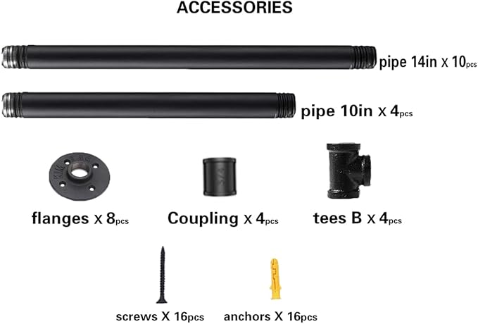 Industrial Pipe Counter Bar Height Table Leg,Metal Table Legs,Iron Base Legs Coffee Tables, Desks, Nightstand,2Pcs, 38" H × 14" W(Black)