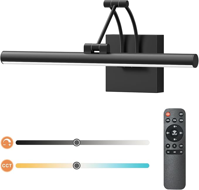 Tipace Black Hardwired Picture Lights for Paintings - 15.7 inch 3CCT Dimmable Modern Gallery Light with Remote Control Led Wall Art Lighting Display Artwork