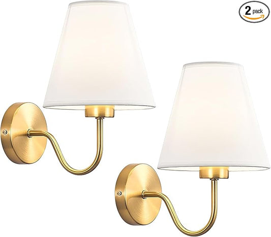 Adust Antique Brass Wall Sconces Lighting Fixture, E26 Industrial Vintage Gold Wall Light Set of 2 Pack Wall Lamp Bathroom Decor for Bedroom Living Room, Brass Finish Sconces