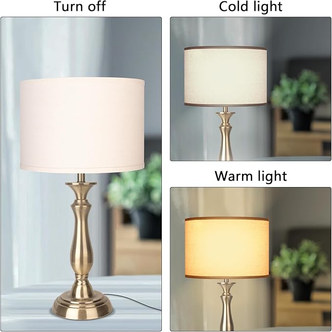 22.2“ Vintage Desk Lamp for Living Room, Mid Century Table Lamp for Bedroom, Bedside Lamps for Night Stands,Reading Lamp for Bedroom Office Room,Beige Lampshade (Bronze)