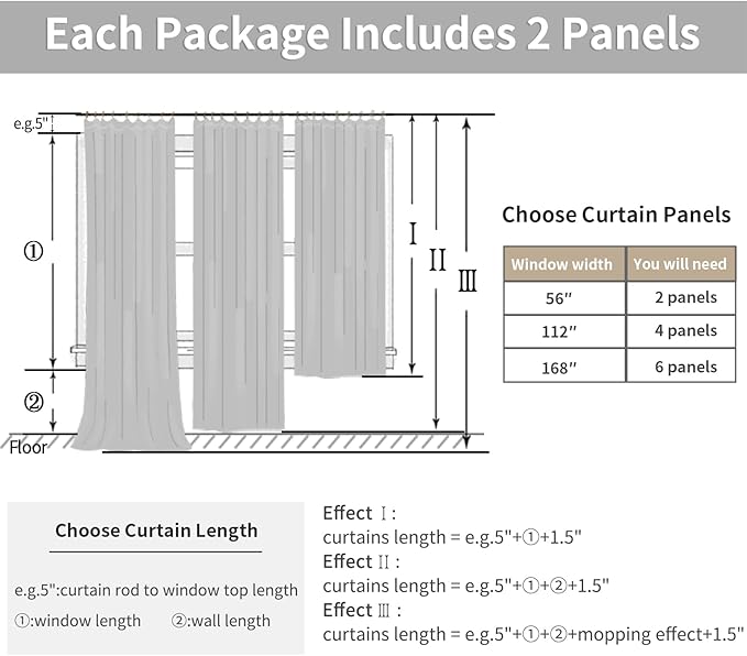 YoungsTex Toffee Linen Semi Sheer Curtains 95 Inch Length 2 Panels for Living Room, Bulap Light Filtering Drapes with Pinch Pleated for Bedroom Dining Farmhouse, 40 X 95 Inch
