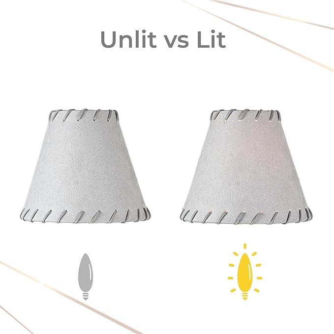 Royal Designs, Inc. CS-1118-6GR-6 Faux Leather Empire Chandelier Shade with Whipstitch Trim, 3 x 6 x 5, Gray, 6-Pack