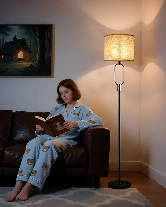 Lightdot 68IN Black Floor Lamp Dimmable Linen Shade LED Floor Lamps with 3000K Soft Warm White for Wedding/Party, Modern Tall Lamp for Living Room/Bedroom (Bulbs Included)