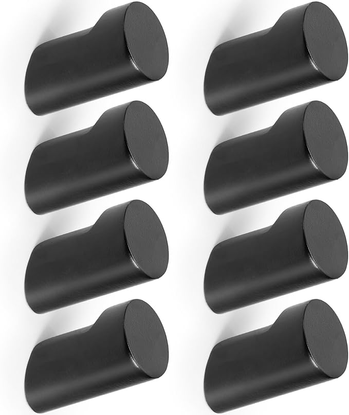 Wood Wall Hooks for Hanging, 8 Pack Hat Hook for Walls, Coat Hook Wall Mount, Backpack Hooks for Walls, Bathroom Towel Hanger (Black)