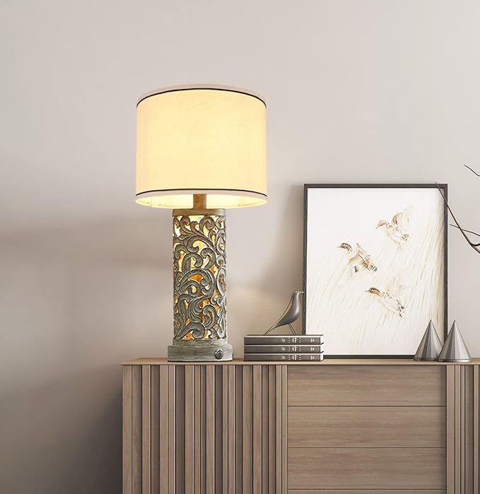 Lamp shades Set of 2,Drum Lampshades 13"x13" x 10" High, Medium Lampshades for Table Lamps Floor Lamps, Natural Linen Hand Crafted, Easy Assembly Required,Beige Lampshade((Spider Fitter)