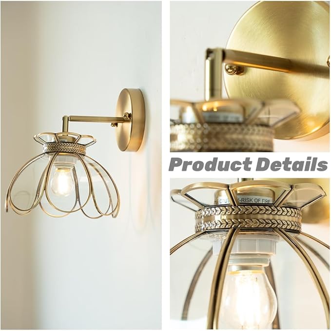 Brass Glass Wall Sconces Vintage Oriental Lotus Ceiling Light Fixture Flower Glass Shade for Kitchen Island Dining Room Bedroom Living Room, Emerald Mini Ceiling Wall Mount 2Way Light Fixture