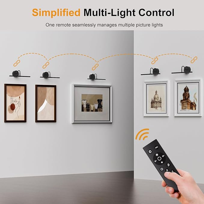 Picture Light Hard-Wired 16.5" Wall Lights for Pictures with Remote, Dimmable 3CCT Light Over Picture Frame, Gallery Art Poster Light for Artwork, 2700K-6500K Warm Nature White, 15W, 1200LM