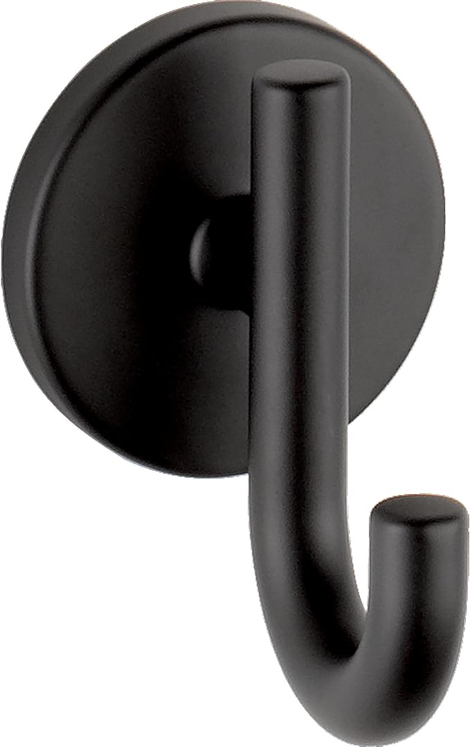 Delta Trinsic (1-Pack) Towel Hooks Matte Black Single Bathroom Hooks Wall Mounted for Robes & Towels Hand Towel Hook Holder Kitchen, Bathroom Accessories 75935-BL