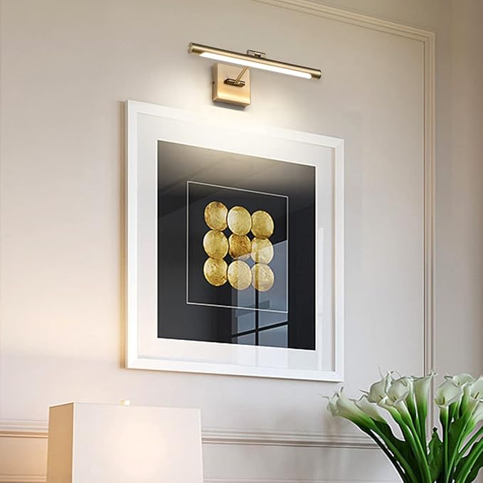 Joosenhouse Picture Light for Painting Dimmable Art Display Light with Adjustable Swing Arm for Picture Frame Light Artworking Portrait -Antique Bronze 7W Hardwired Connection Warm White