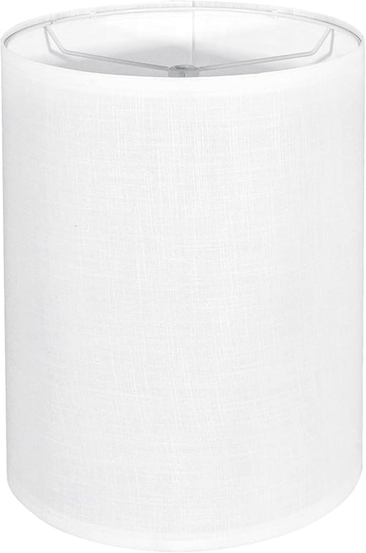 Tall Lamp Shade, White Drum Lampshade for Table Lamps Floor Lamp, 10" Top X 10" Bottom X 13" High Large Line Fabric Lamp Shade, Easy Assembly Replacement Lampshades