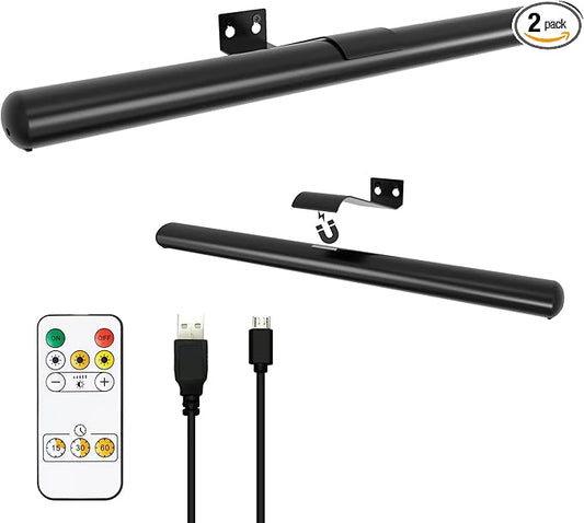 Wireless Led Picture Lights for Wall Art 2Pack 16inch Rechargeable Painting Light with Remote ,Battery Picture Lights for Art Painting Gallery Full Metal Display Light for Portait Dartboard 300lm