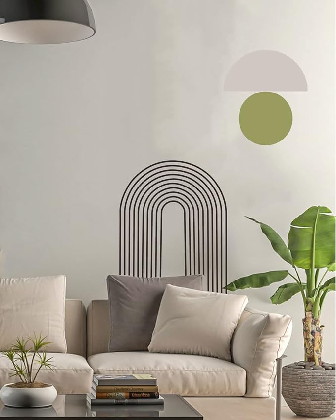 Arch Abstract Wall Art - Rainbow Wall Sticker, Modern Peel & Stick Decals for Bedroom, Living Room, Office