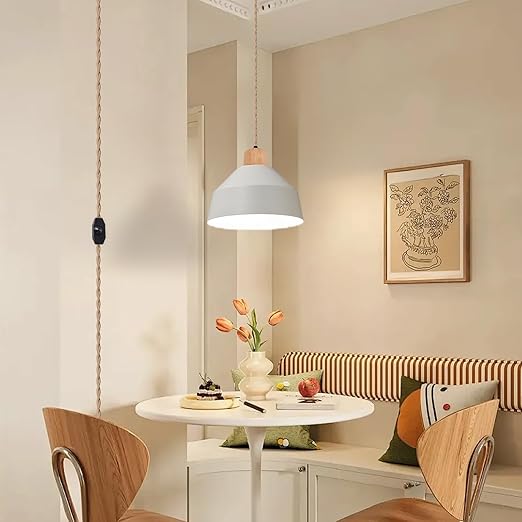 Arturesthome 9.8FT- Pendant Light Cord Kit with Dimmable Switch Vintage Lamp Twisted Nylon Cord E26 E27 Lights Socket for Farmhouse Lamp Cable DIY