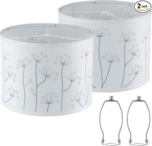 White Lamp Shades Set of 2, Drum Lampshades, Lampshade 10 Inches Height, Lampshades for Table Lamp, Floor Lamp, Pendant Light, Lamp Shade Harp Holder Included