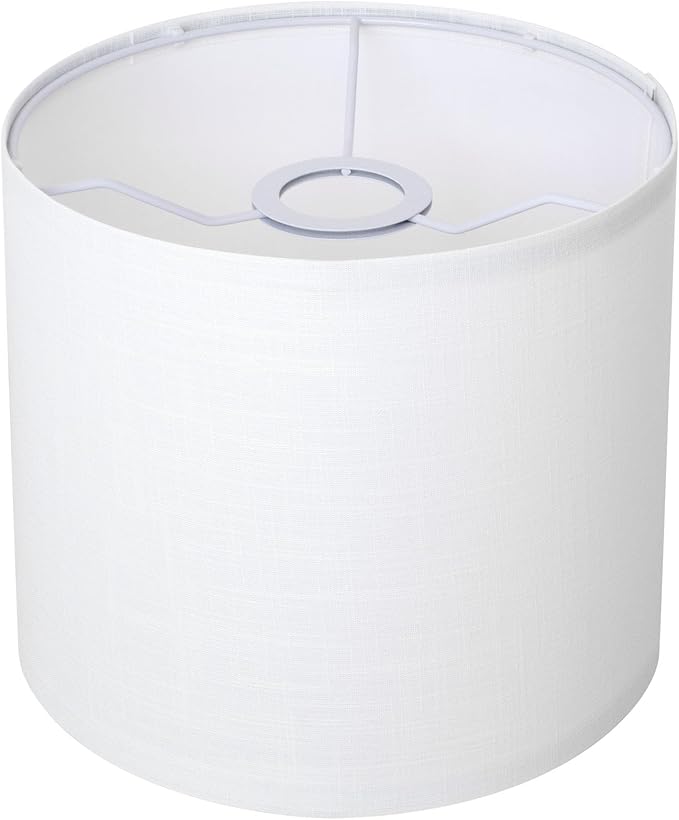 White Linen Small Drum Lampshade, 8.66" Top x 8.66" Bottom x 7.87" High Lamp Shade, Lamp Shade Replacement for Table and Floor Lamps, Pendant Light，Handcrafted Lampshade，Easy Assembly