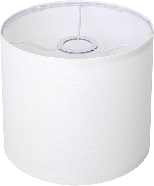 White Linen Small Drum Lampshade, 8.66" Top x 8.66" Bottom x 7.87" High Lamp Shade, Lamp Shade Replacement for Table and Floor Lamps, Pendant Light，Handcrafted Lampshade，Easy Assembly